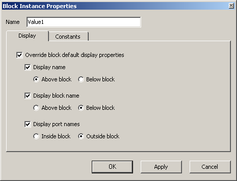 Block Instance Properties, Display Page